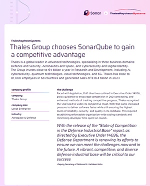 Sonar Success Story: Thales Group Chooses SonarQube to Gain a Competitive Advantage