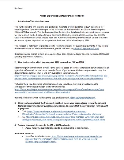 Adobe Experience Manager (AEM) Runbook