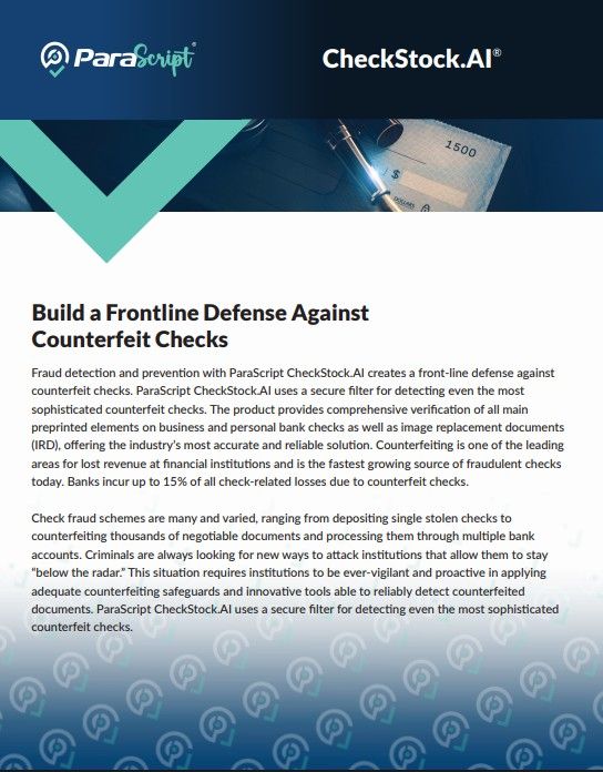 Build a Frontline Defense Against Counterfeit Checks