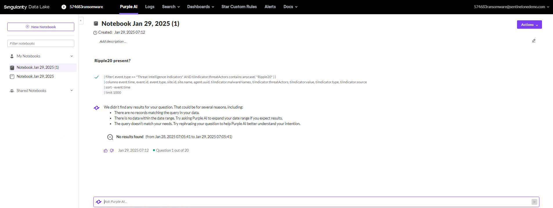 SentinelOne Purple AI