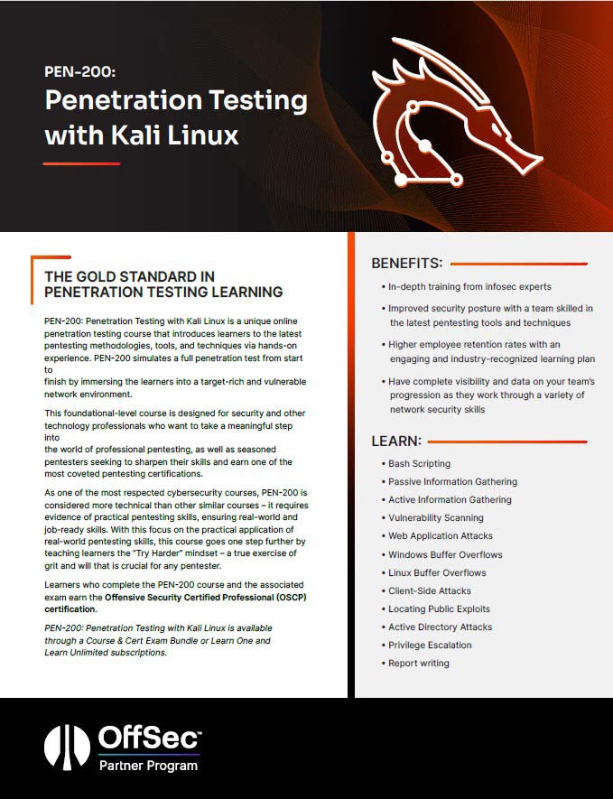 PEN-200: Penetration Testing with Kali Linux