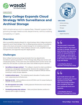 Berry College Expands Cloud Strategy With Surveillance and Archival Storage