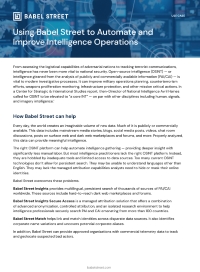 Using Babel Street to Automate and Improve Intelligence Operations