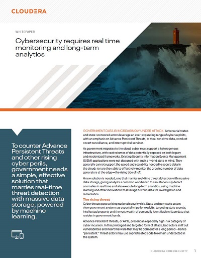 Cybersecurity requires real time monitoring and long-term analytics