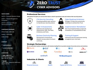 Zero Trust Cyber Advisors Services Catalogue