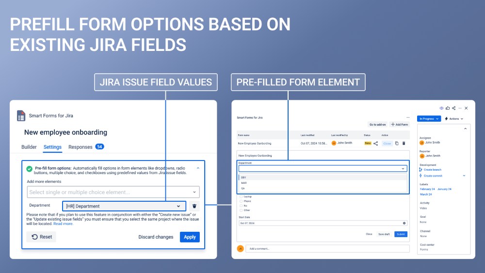 Smart Forms for Jira - Pre-Fill Form Elements with Work Item Fields