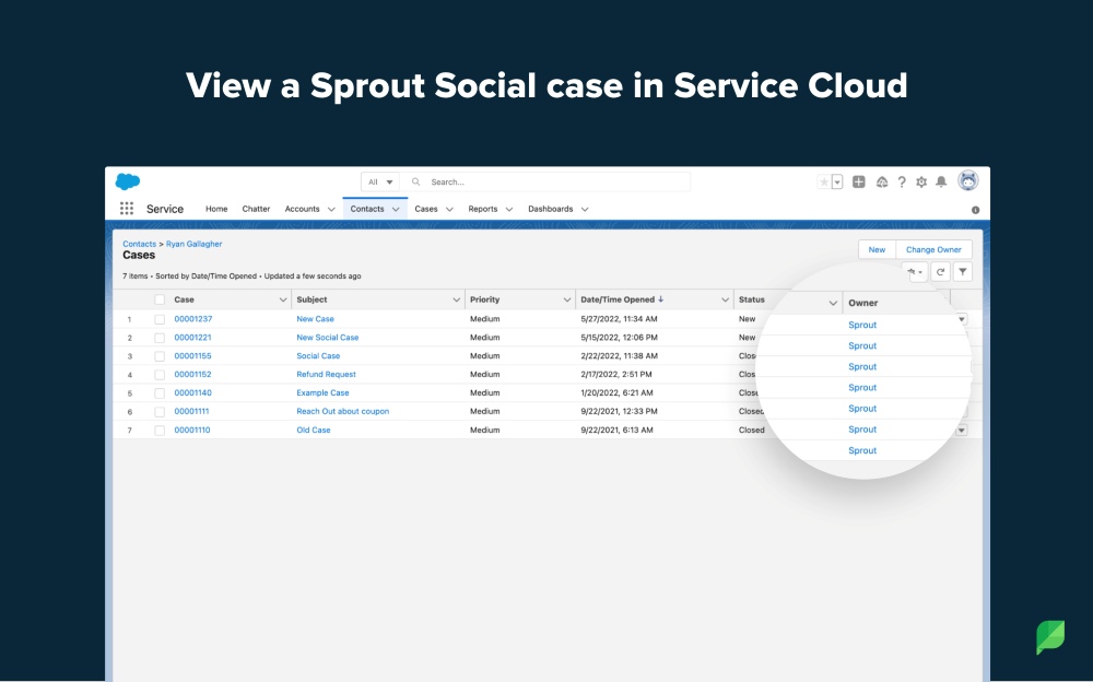 View a Sprout Social Case in Service Cloud