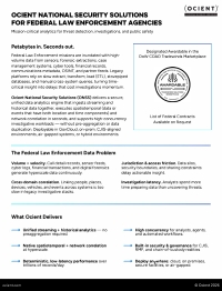Ocient National Security Solutions for Federal Law Enforcement Agencies