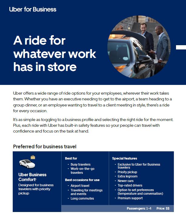 Ride Options on Uber for Business