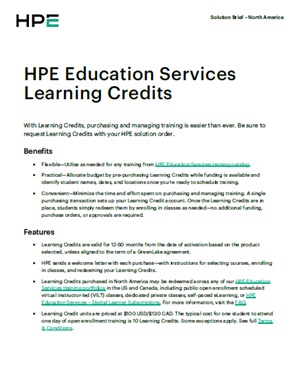 HPE Education Services Learning Credits