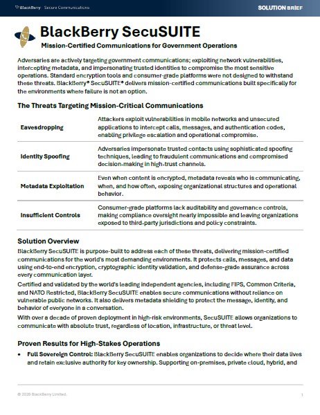 BlackBerry SecuSUITE Solution Brief Apr 2026