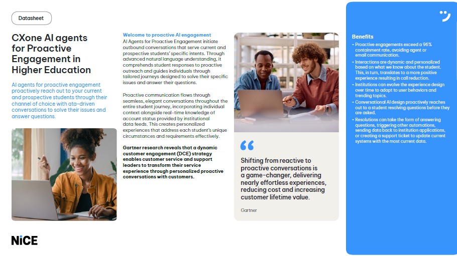CXone AI Agents for Proactive Engagement in Higher Education
