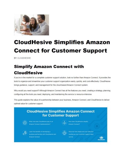 CloudHesive Simplifies Amazon Connect for Customer Support