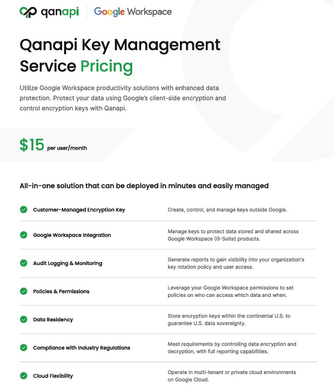 Qanapi Key Management Service Pricing