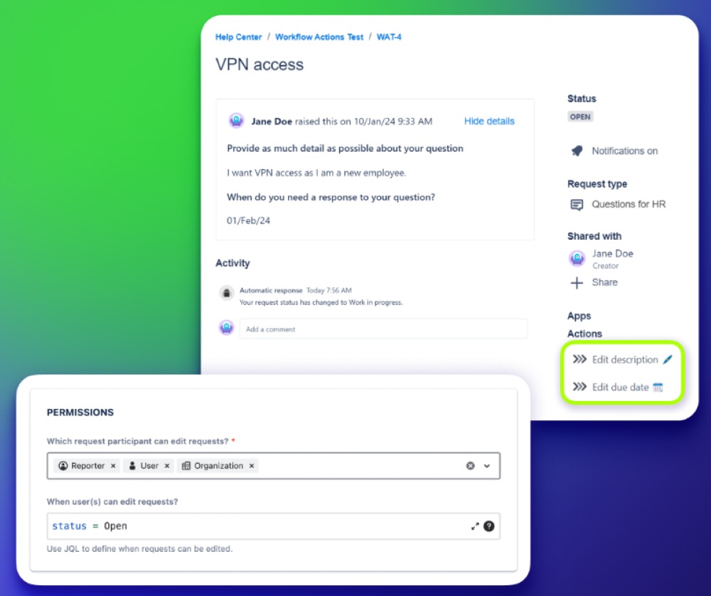 Let users edit already-submitted requests  Edit open request’s fields