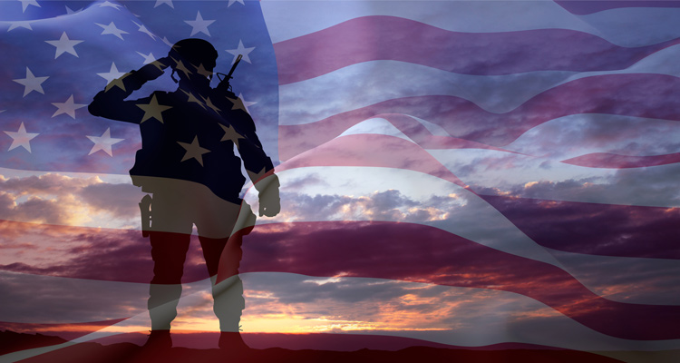 Silhouette of Soldier with US Flag