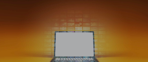 Laptop with orange background