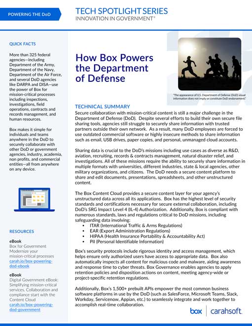 Tech Spotlight Powering the DoD Graphic