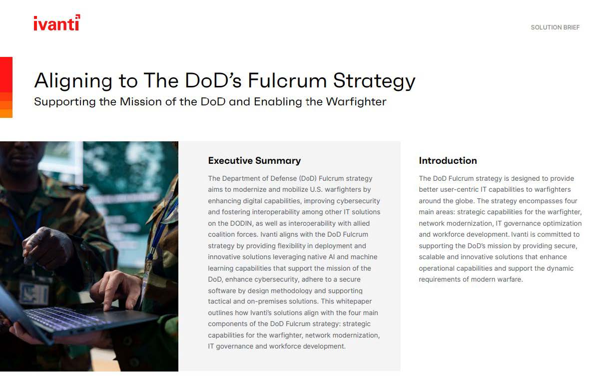 Aligning to The DoD’s Fulcrum Strategy: Supporting the Mission of the DoD and Enabling the Warfighter