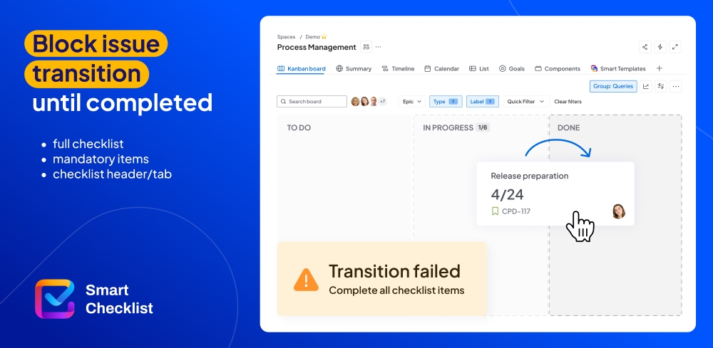 Block issue transition if checklist is not completed