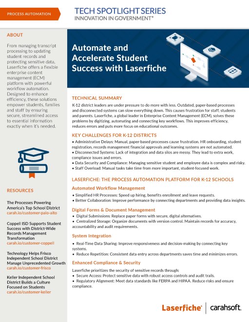 Tech Spotlight Laserfiche Automate Student Success Graphic