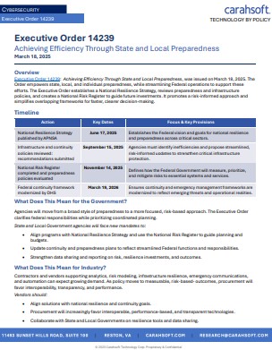 Executive Order 14239: Achieving Efficiency Through State and Local Preparedness