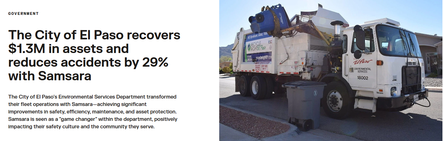 The City of El Paso Recovers $1.3M in Assets and Reduces Accidents by 29% with Samsara