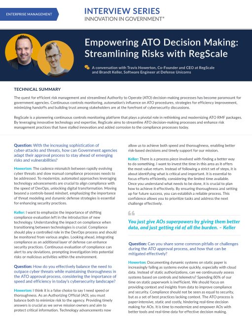 RegScale ATO Decision Making Interview Series Graphic