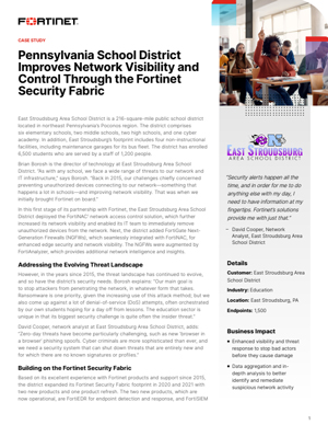 Pennsylvania School District Improves Network Visibility and Control Through the Fortinet Security Fabric