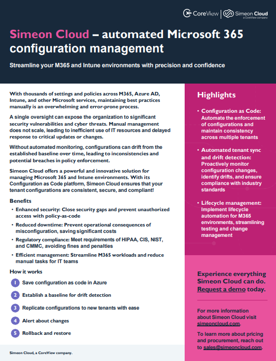 Simeon Cloud- Automated Microsoft 365 Configuration Management