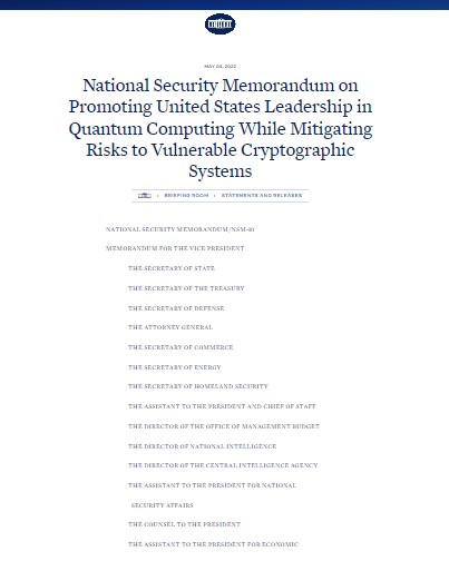 National Security Memo - 10 (NSM 10)