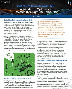 Quantum Quants and TNO: Electrical Grid Optimization Powered by Quantum Computing