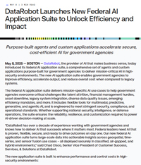 DataRobot Launches New Federal AI Application Suite to Unlock Efficiency and Impact
