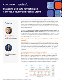 Managing DoT Data for Optimize Services, Security and Federal Grants