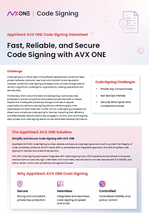 AVX ONE Code Signing Datasheet