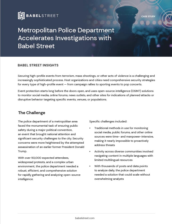 Metropolitan Police Department Accelerates Investigations with Babel Street