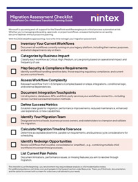 Migration Assessment Checklist