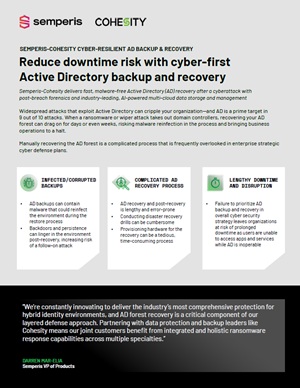 Reduce downtime risk with cyber-first Active Directory backup and recovery