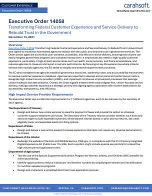 Executive Order 14058: Transforming Federal Customer Experience to Rebuild Trust in the Government