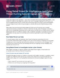 Using Babel Street for Intelligence-Led Cyber Threat Hunting Against Iranian APT Groups