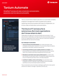 Tanium Automate: Simplified IT and security task orchestration and automation, powered by real-time data and actionability