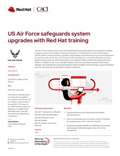 U.S. Air Force Safeguards System Upgrades with Red Hat Training