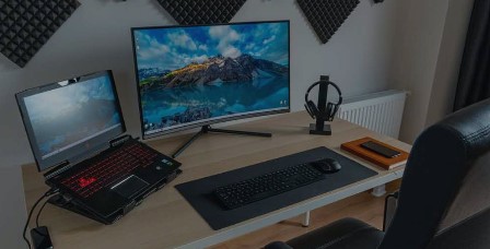 Desk with computers
