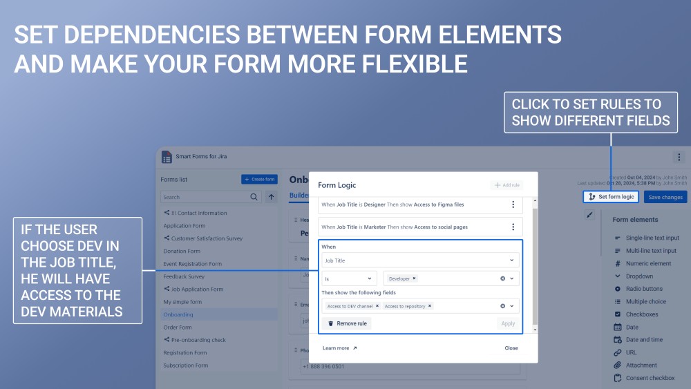 Smart Forms for Jira - Conditional Logic and hidden fields 