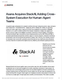Asana Acquires StackAI, Adding Cross-System Execution for Human- Agent Teams