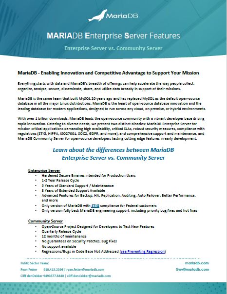 MariaDB Enterprise Server Features: Enterprise Server vs. Community Server