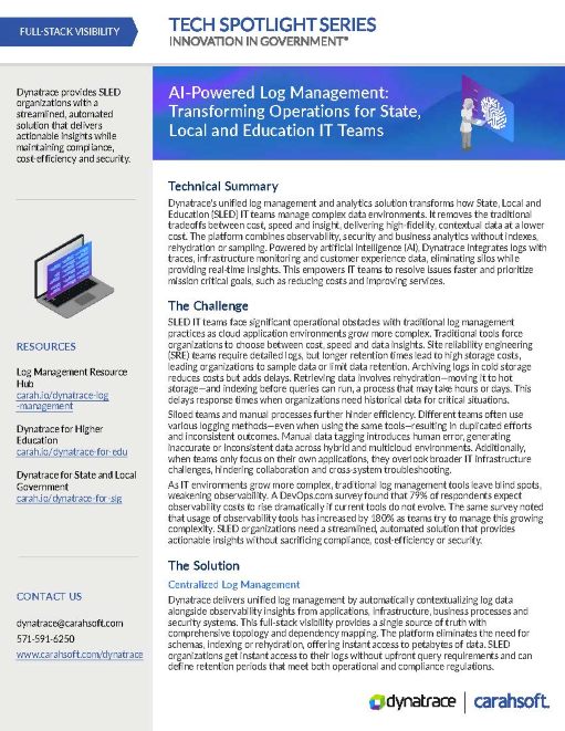 Tech Spotlight Dynatrace AI Log Management Graphic