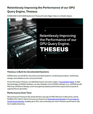 Relentlessly Improving the Performance of our GPU Query Engine, Theseus
