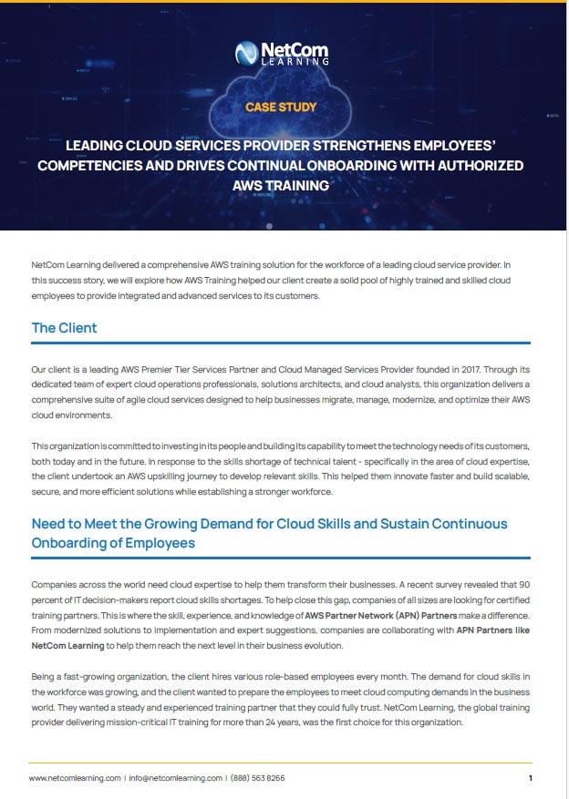Leading Cloud Services Provider Strengthens Employees' Competencies and Drives Continual Onboarding With Authorized AWS Training