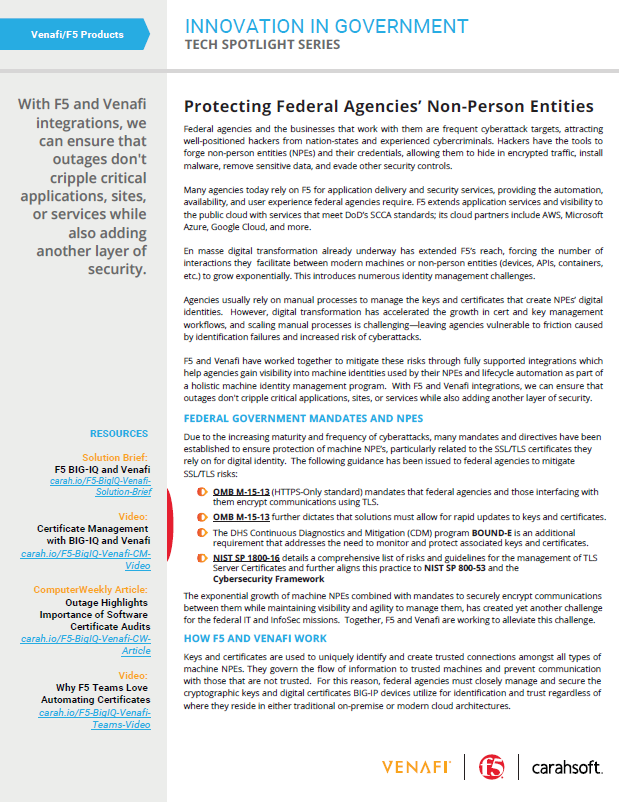 Protecting Federal Agencies’ Non-Person Entities